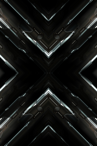 320x480 wallpaper Fractal, dark, glowing lines, abstract, 4k