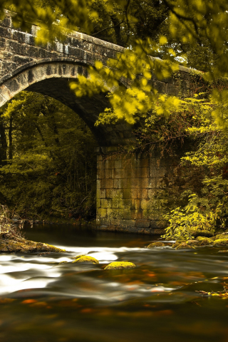 320x480 wallpaper River, stone bridge, old bridge, nature