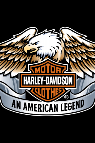 320x480 wallpaper Harley-Davidson, eagle, logo, typography, 4k