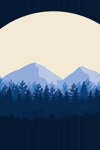 320x480 wallpaper Minimalist, mountains, tree, nature, 4k
