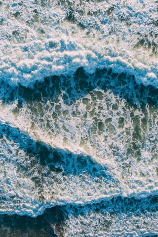 320x480 wallpaper Soft, sea waves, beach, aerial view