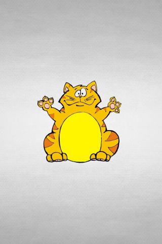 320x480 wallpaper Fat cat, funny, humor, minimalism