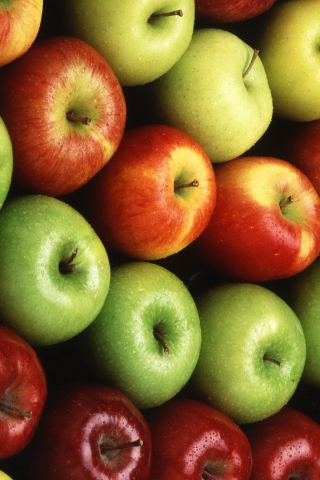 320x480 wallpaper Red and green Apples, fruits, arrangement