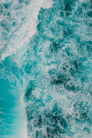 320x480 wallpaper Sea waves, sea, aerial view
