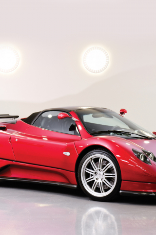 320x480 wallpaper Pagani Zonda C12, roadster, red sports car