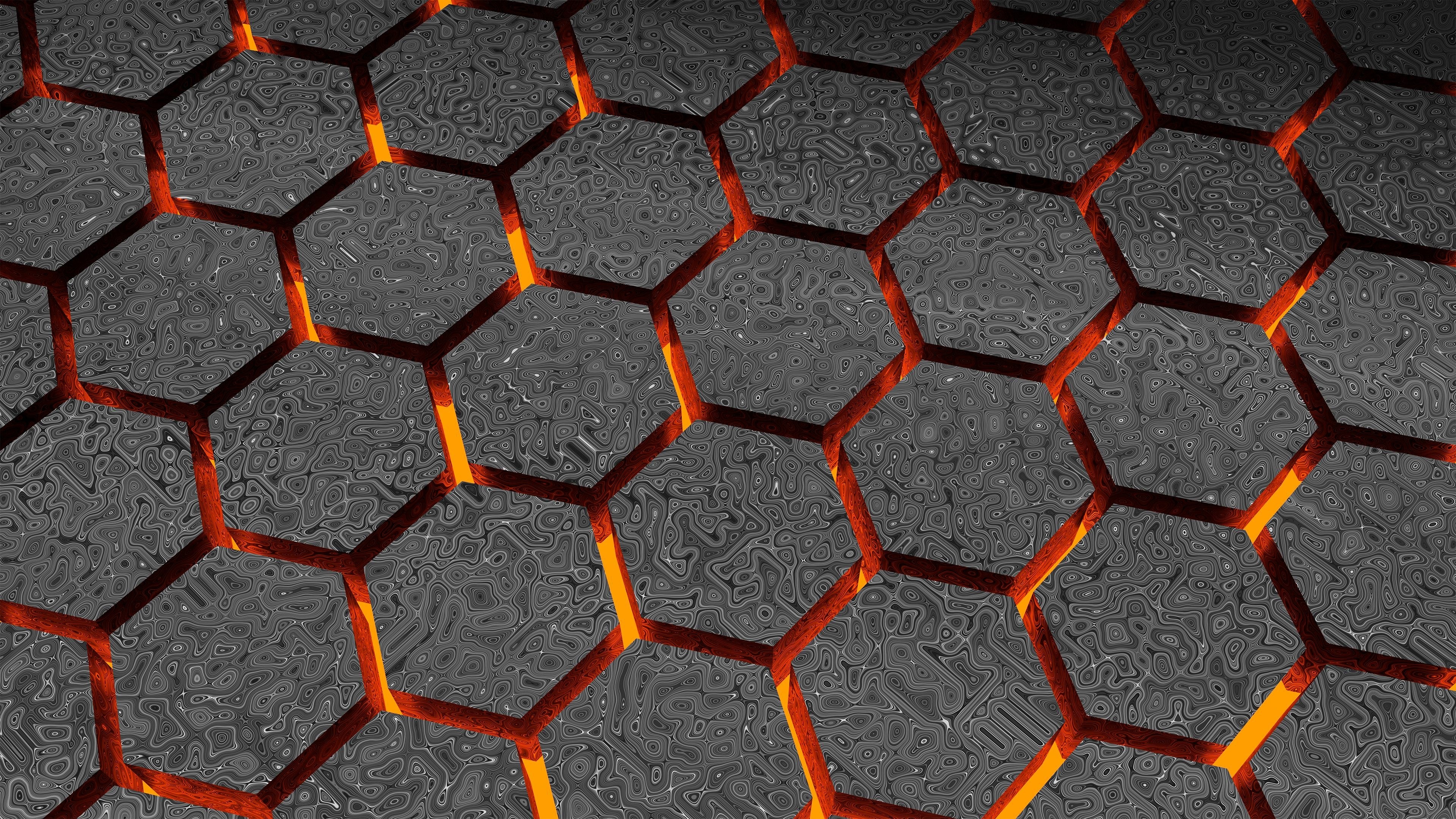 Download 3840x2160 Wallpaper Pattern Abstract Glowing Hexagons 4k 4