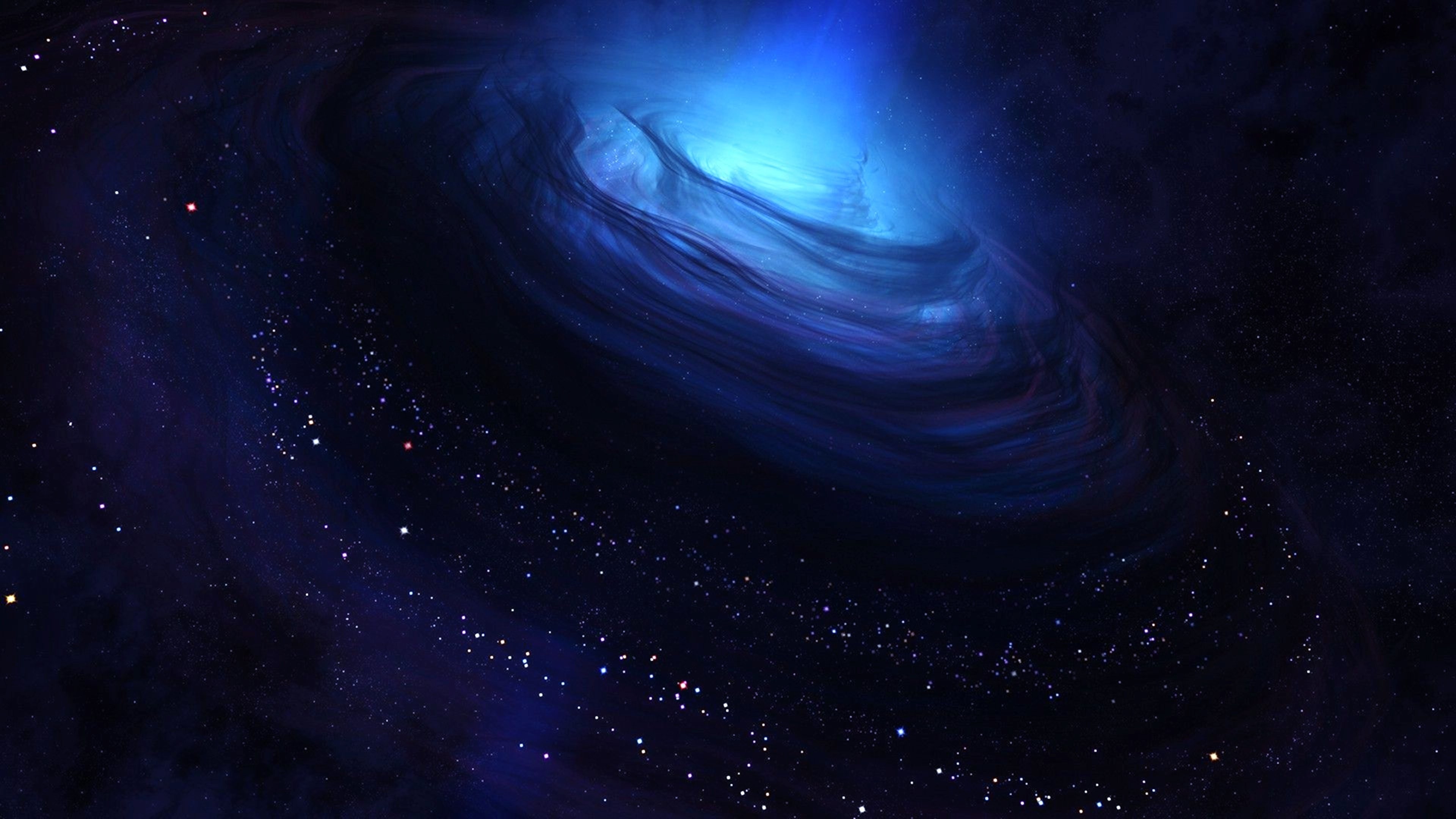 Download 3840x2160 Wallpaper Galaxy, Space, Dark Clouds, Blue, Nebula