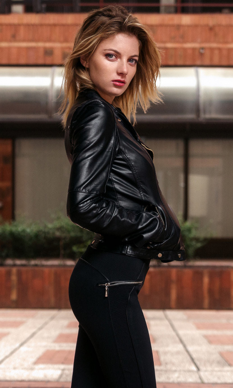 Desktop Wallpaper Leather Jacket, Short Hair, Girl, Hd Image, Picture