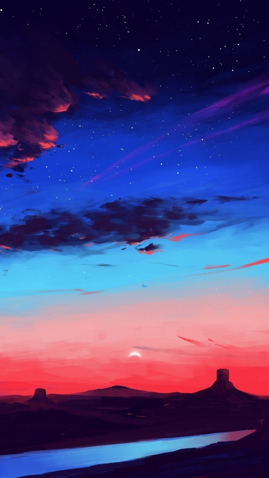 Desktop Wallpaper River, Beautiful Sky, Sunset, Art, Hd Image, Picture ...