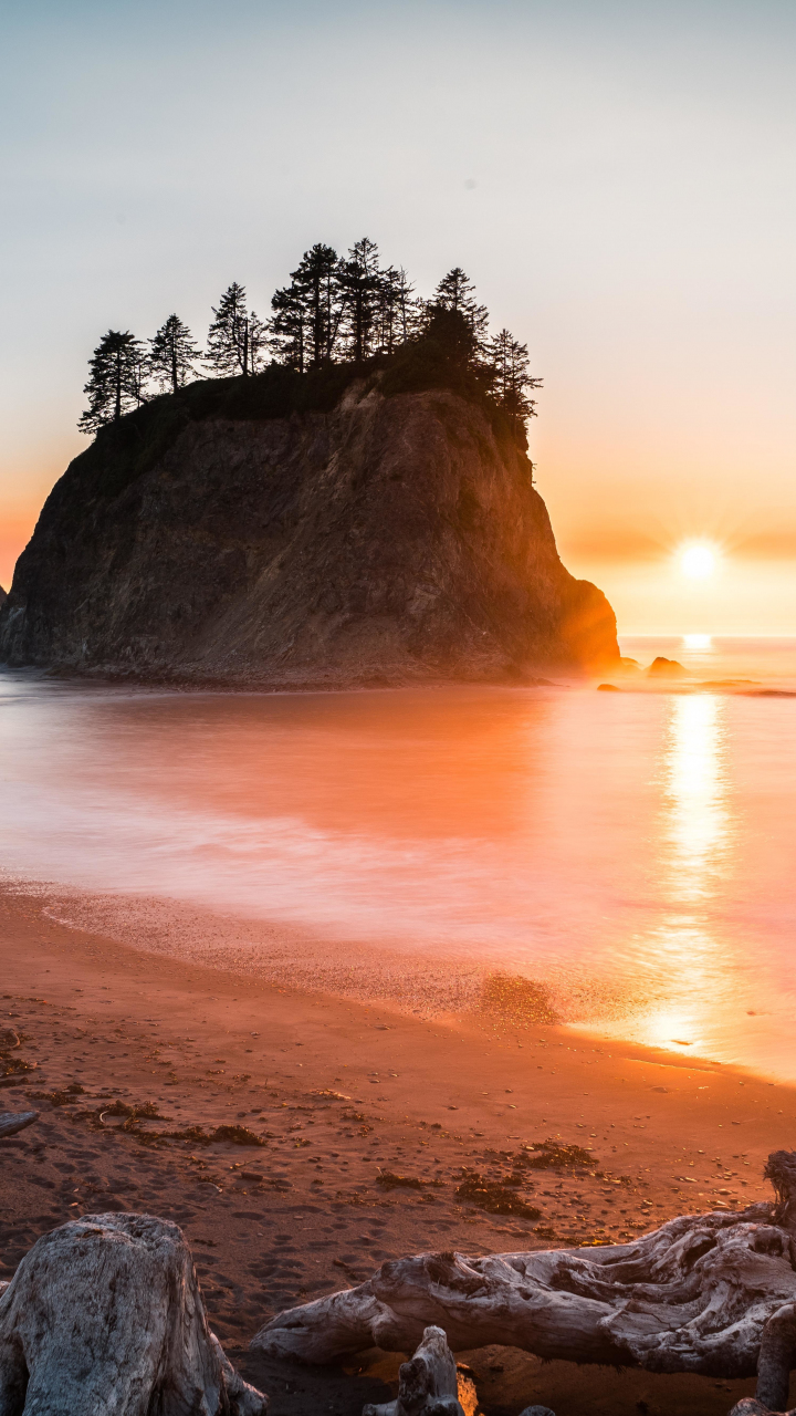 Desktop Wallpaper Coast, Beach, Sunrise, Sea, Cliff, 8k, Hd Image