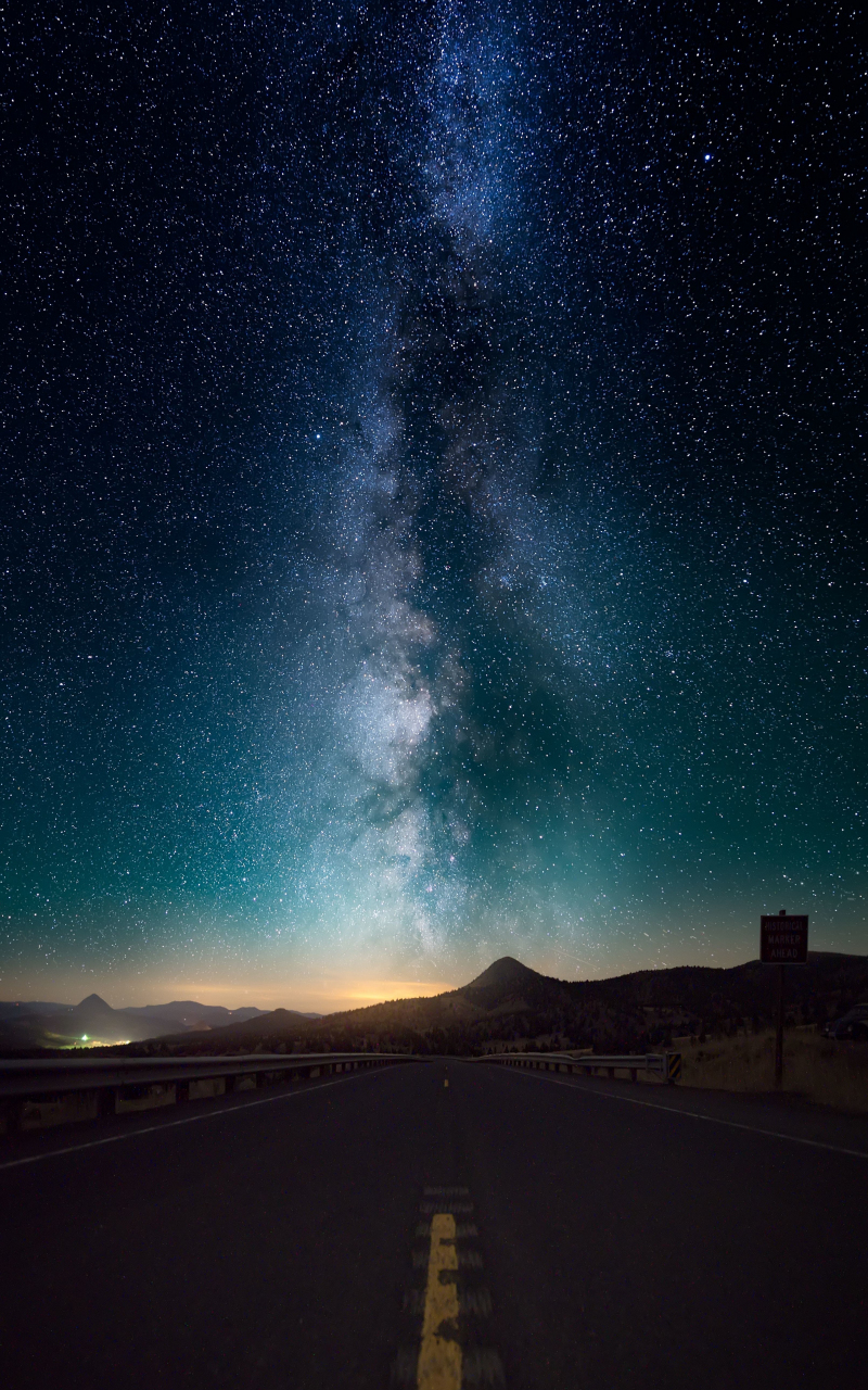 Download 800x1280 Wallpaper Starry Sky, Night, Road, Milky ...