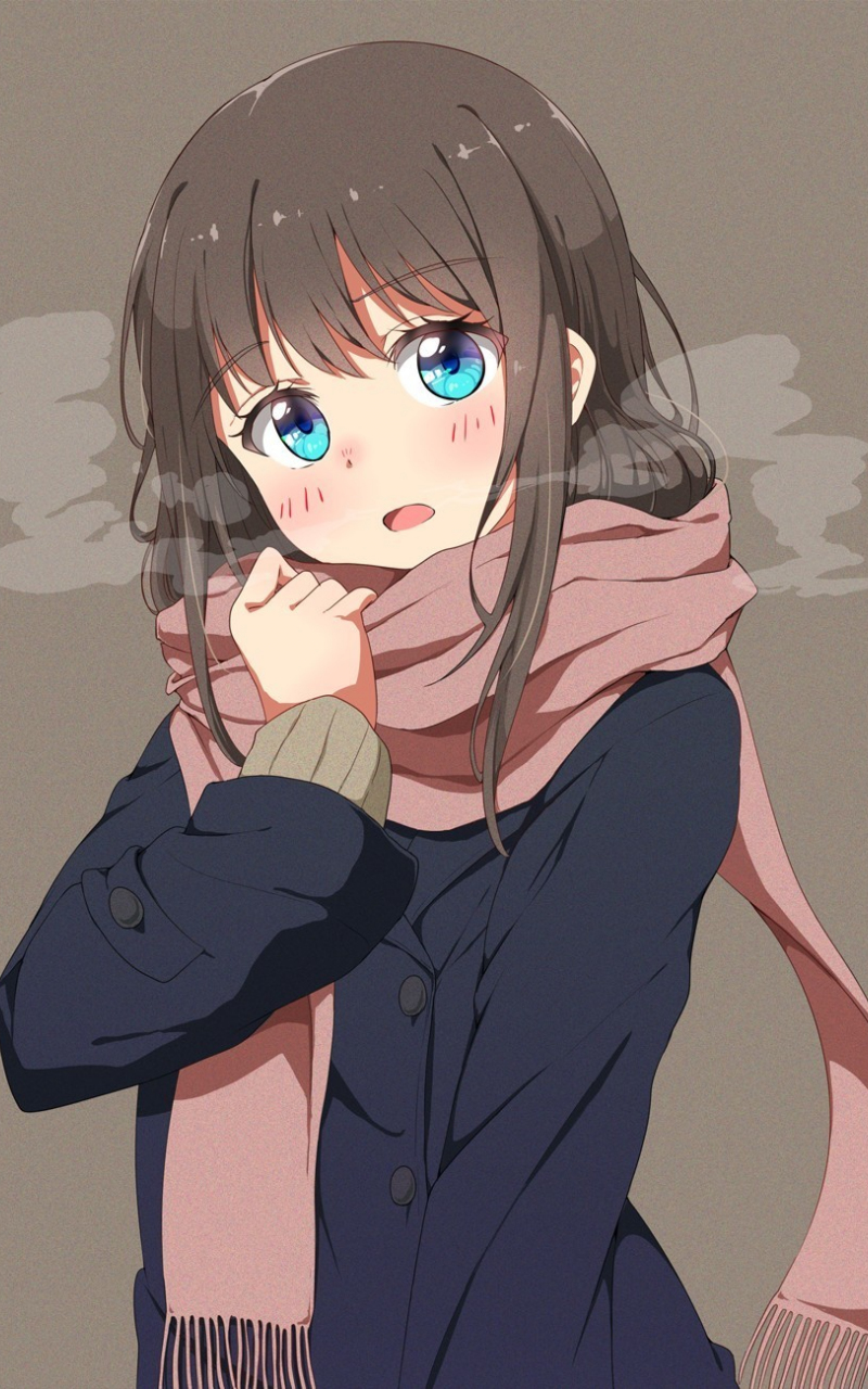 Download 800x1280 Wallpaper Cute Anime Girl Winter Scarf