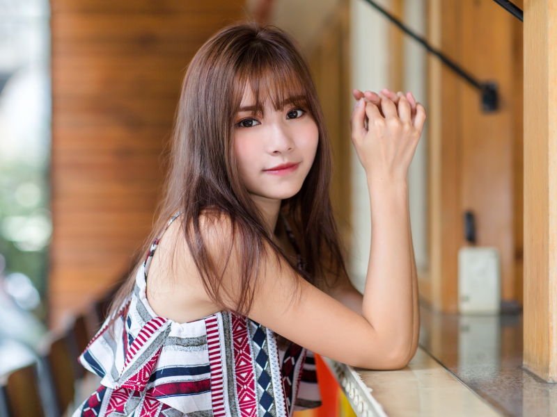 Desktop Wallpaper Asian Girl Model Brunette Stare Hd Image Picture