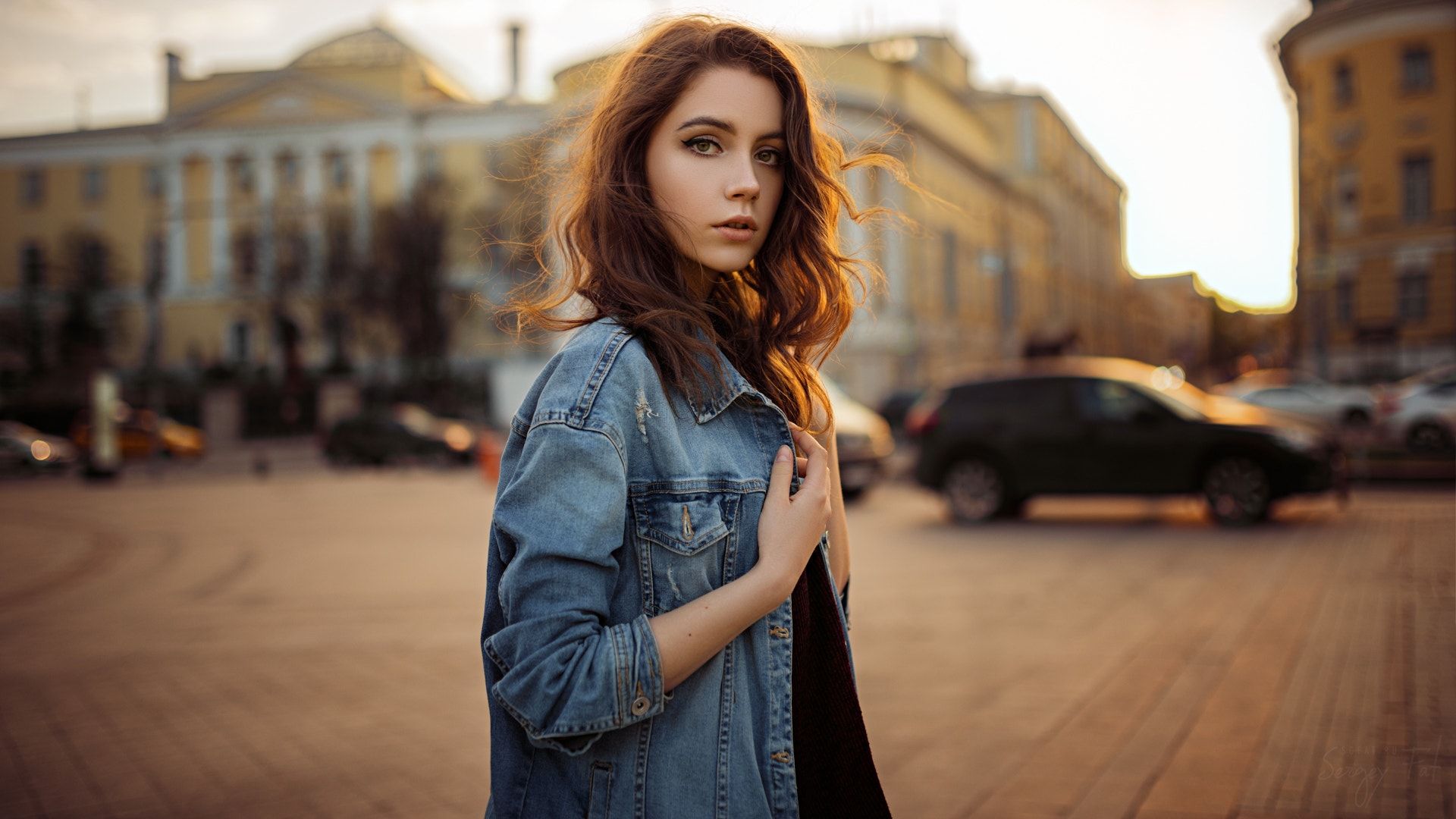 Wallpaper Xenia Kokoreva, jeans jacket, street