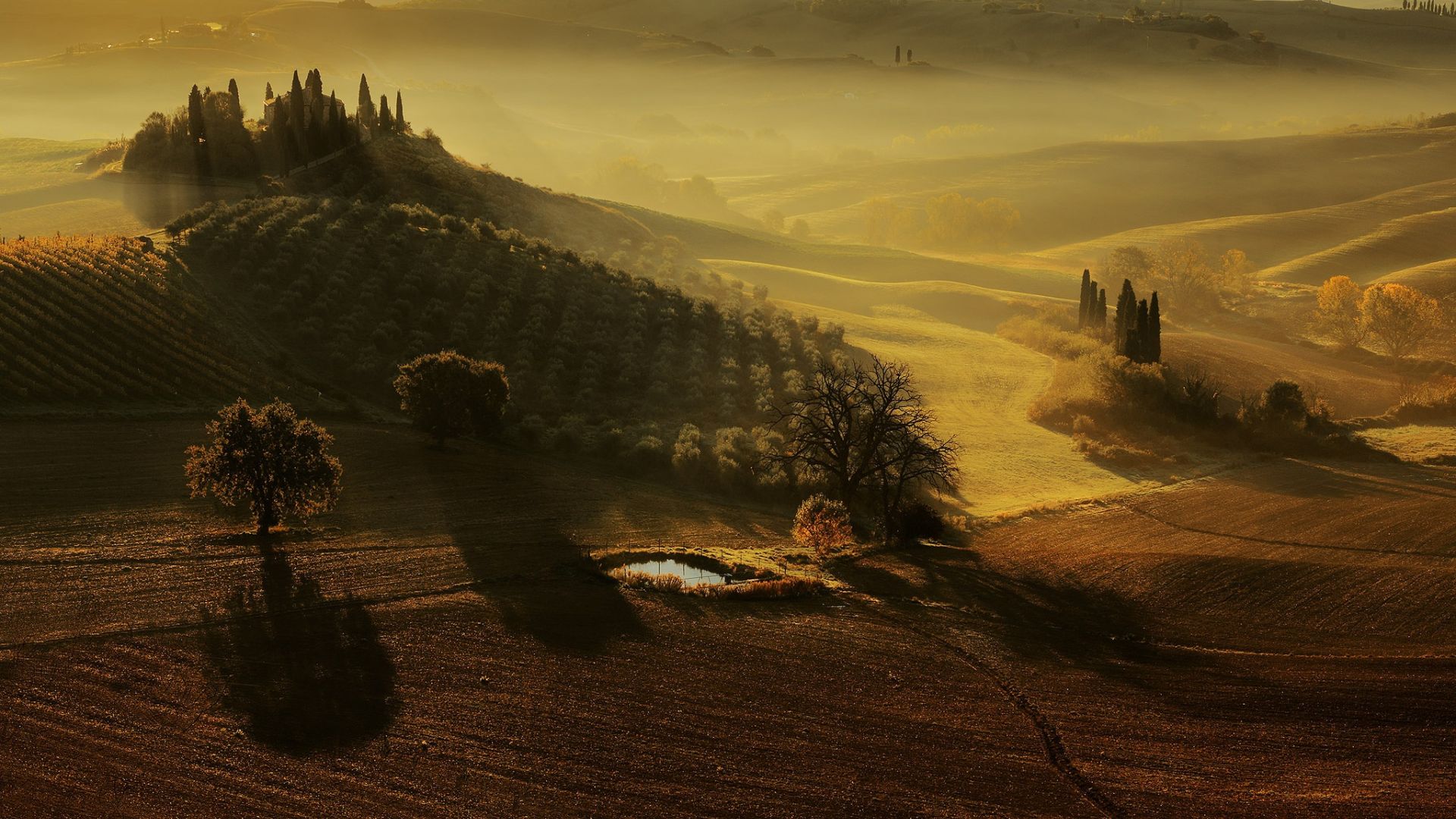 Wallpaper Horizon, landscape, aerial view, fog, nature