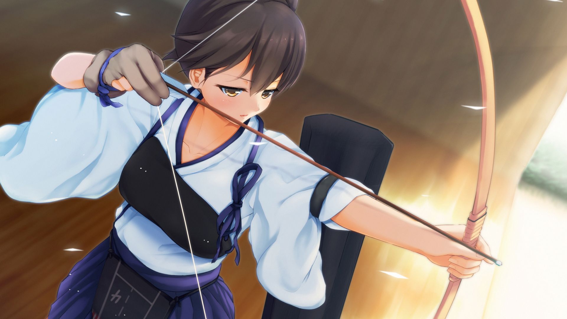 Wallpaper Kaga, anime girl, kantai, kancolle, arrow, bow