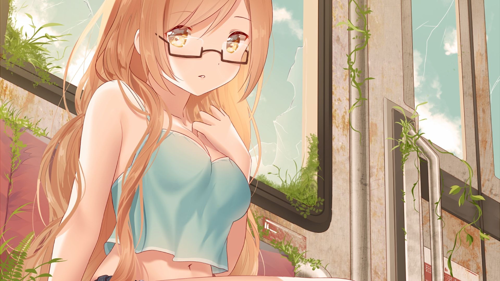 Desktop Wallpaper Hot Blonde Anime Girl In Short Jeans, Anime, Hd Image,  Picture, Background, Hov0w