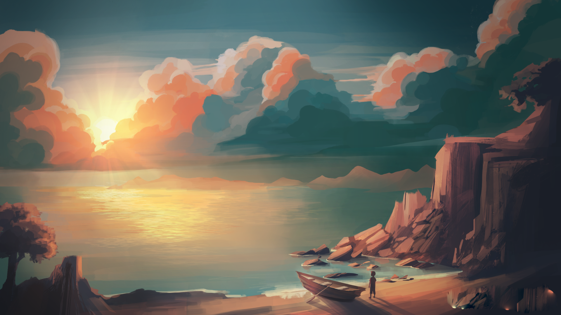 Wallpaper Sunset illustration