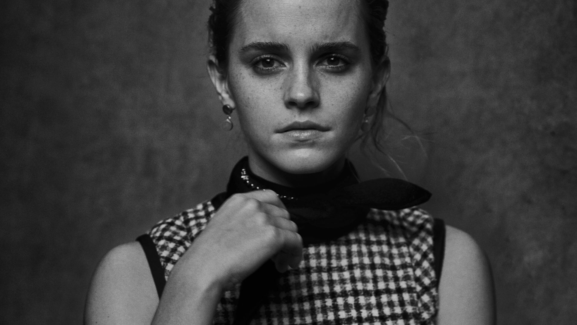 Wallpaper Monochrome, English actress, Emma Watson