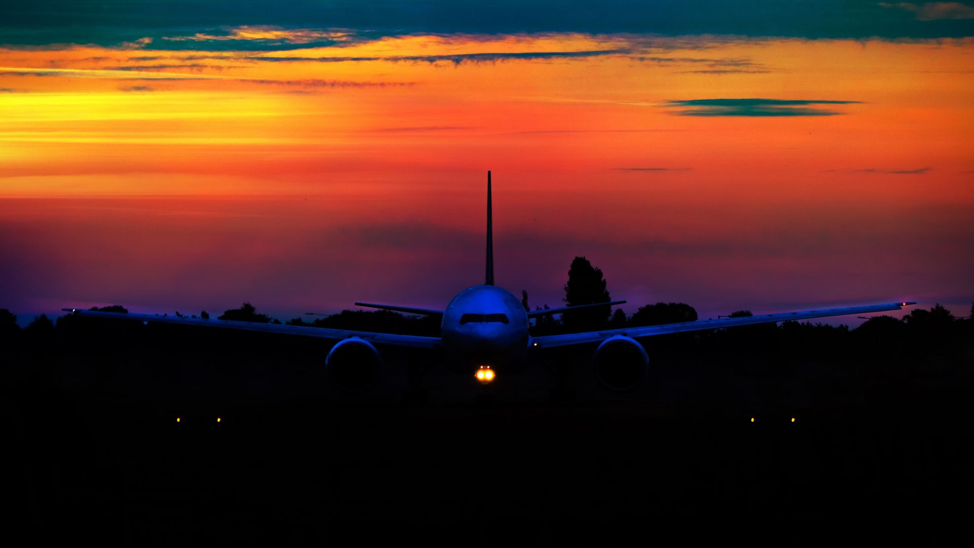 Wallpaper Sunset, airplane, aircraft, sky