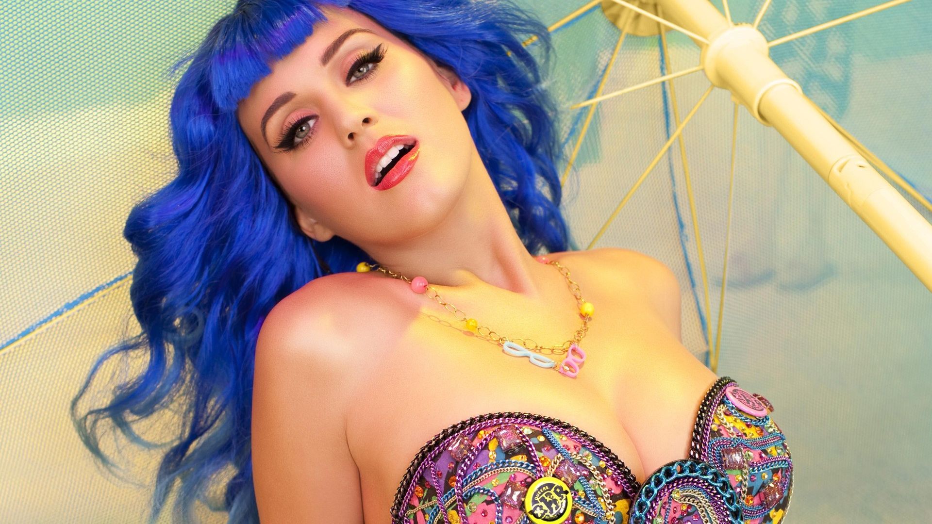 Wallpaper Katy Perry, singer, celebrity, blue hair
