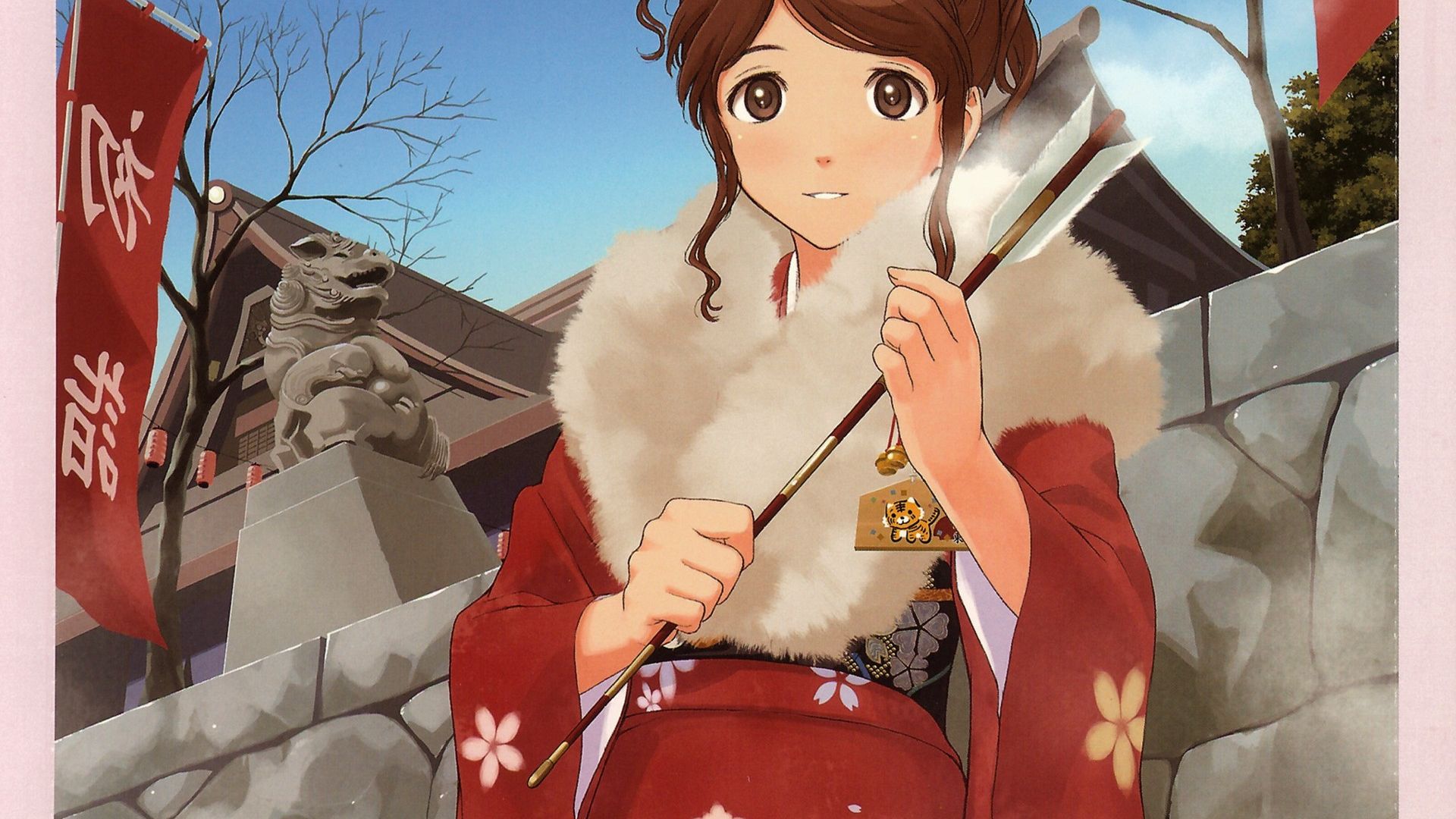 Wallpaper Sae Nakata, Amagami SS, anime girl with arrow