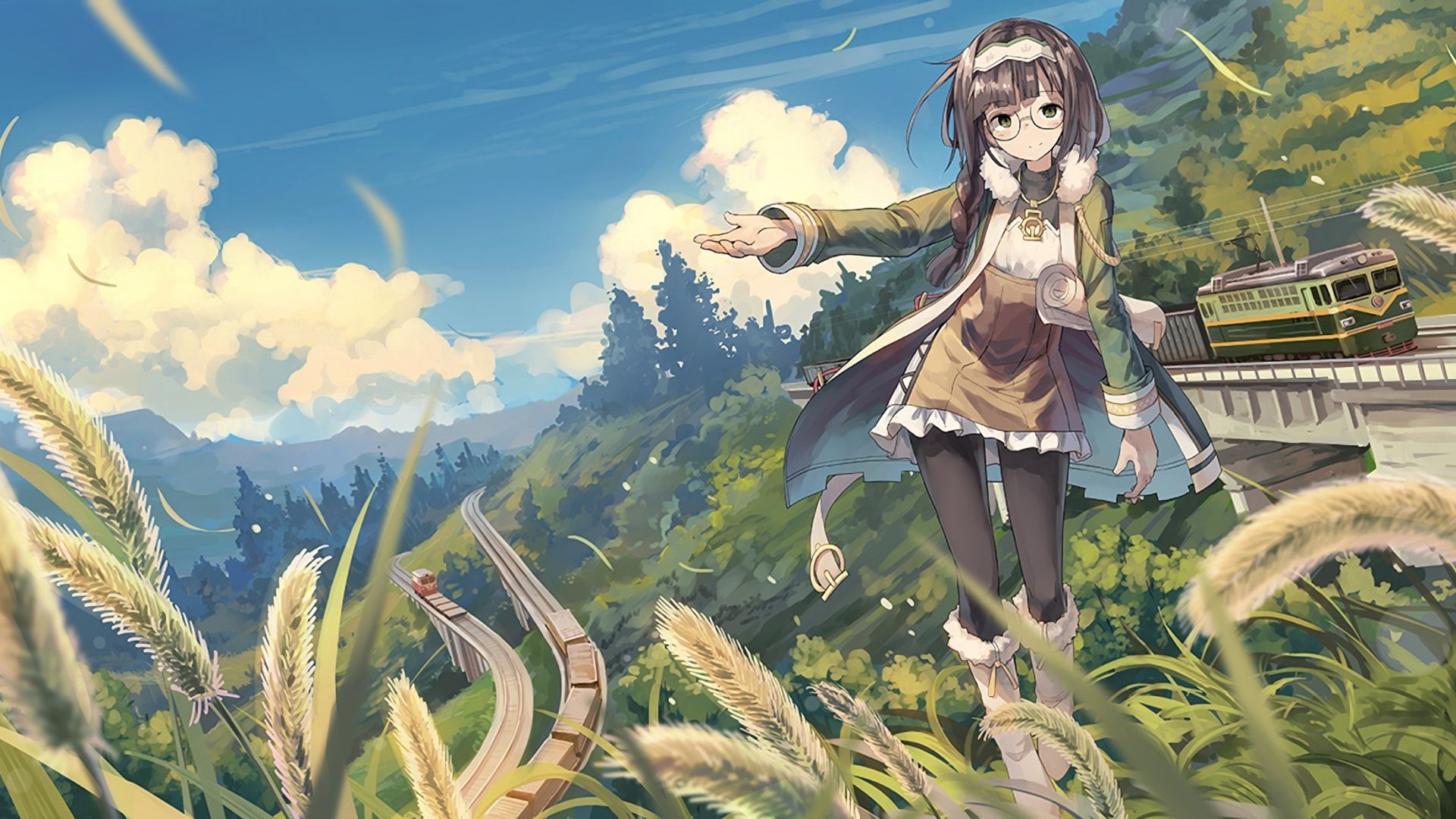 Wallpaper Ponytail, long hair, anime girl, outdoor