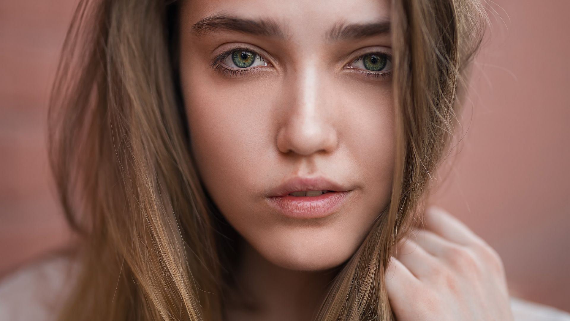 Wallpaper Green eyes, face, girl model