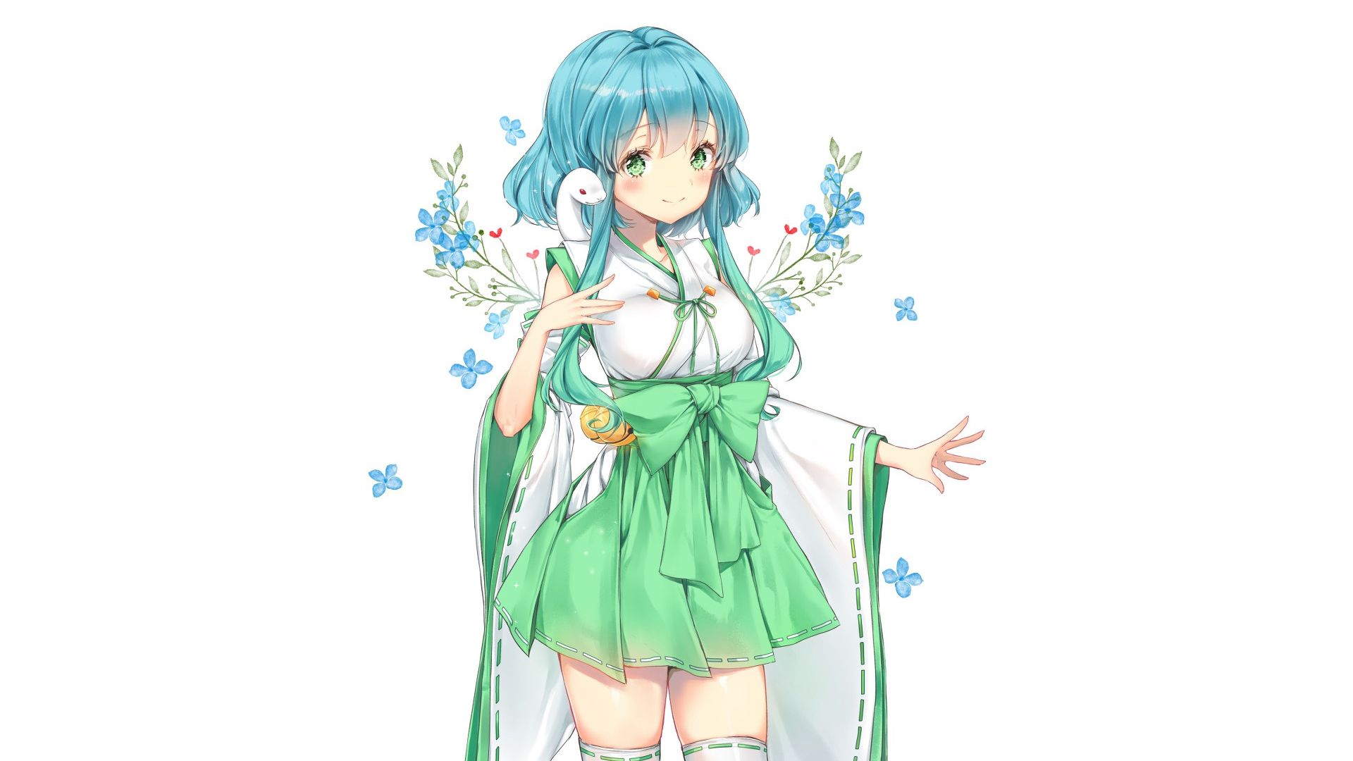 Wallpaper Anime girl, green clothing, original