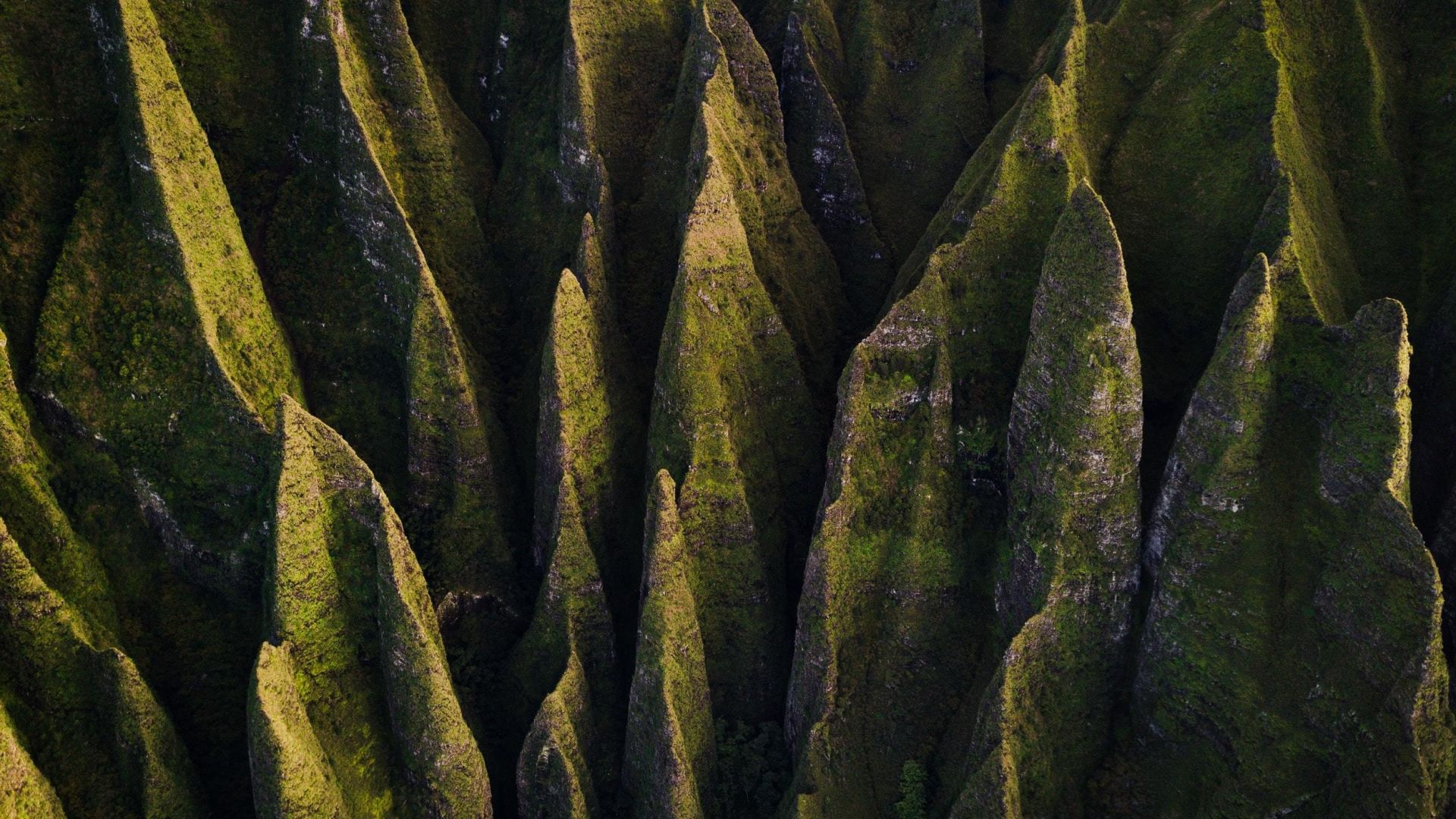 Wallpaper Rocks, moss, valley, aerial view