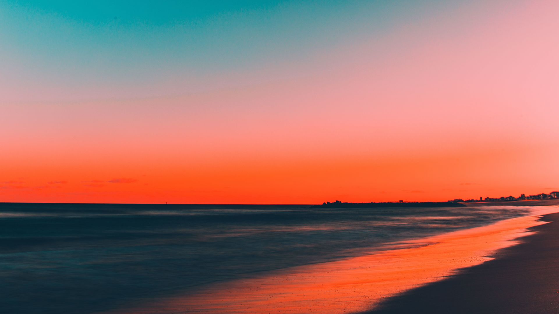 Wallpaper Beach, clean skyline, sunset, 4k
