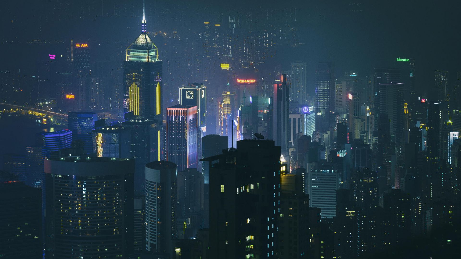 Wallpaper Hong kong, city, night, lights, cityscape, buildings