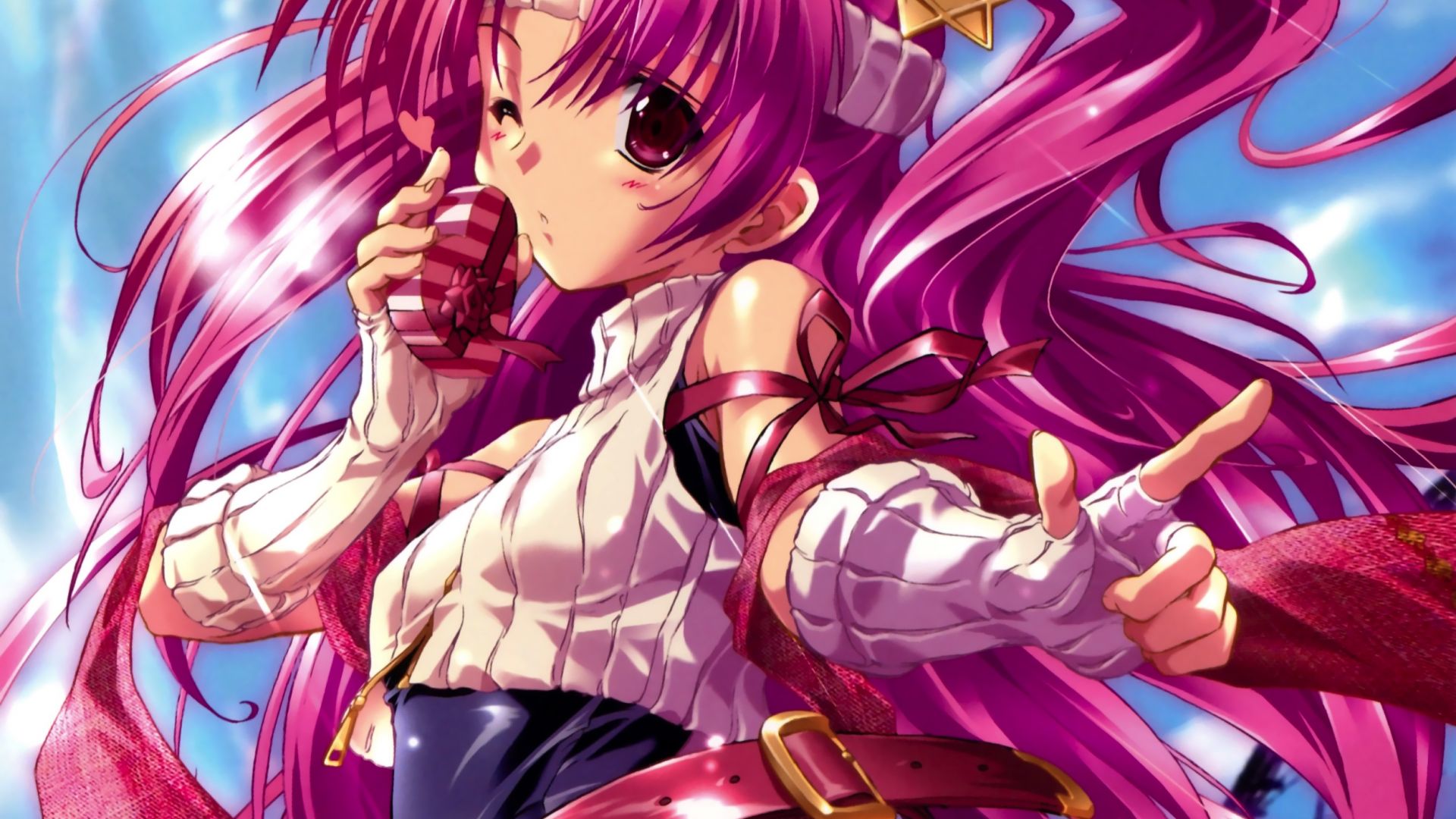 Wallpaper Yuna Miyama, Maburaho, anime, pink hair anime girl