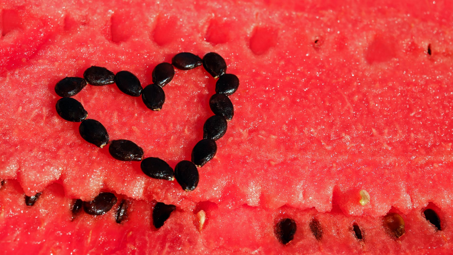 Wallpaper Watermelon, fruits, slices, heart, seeds