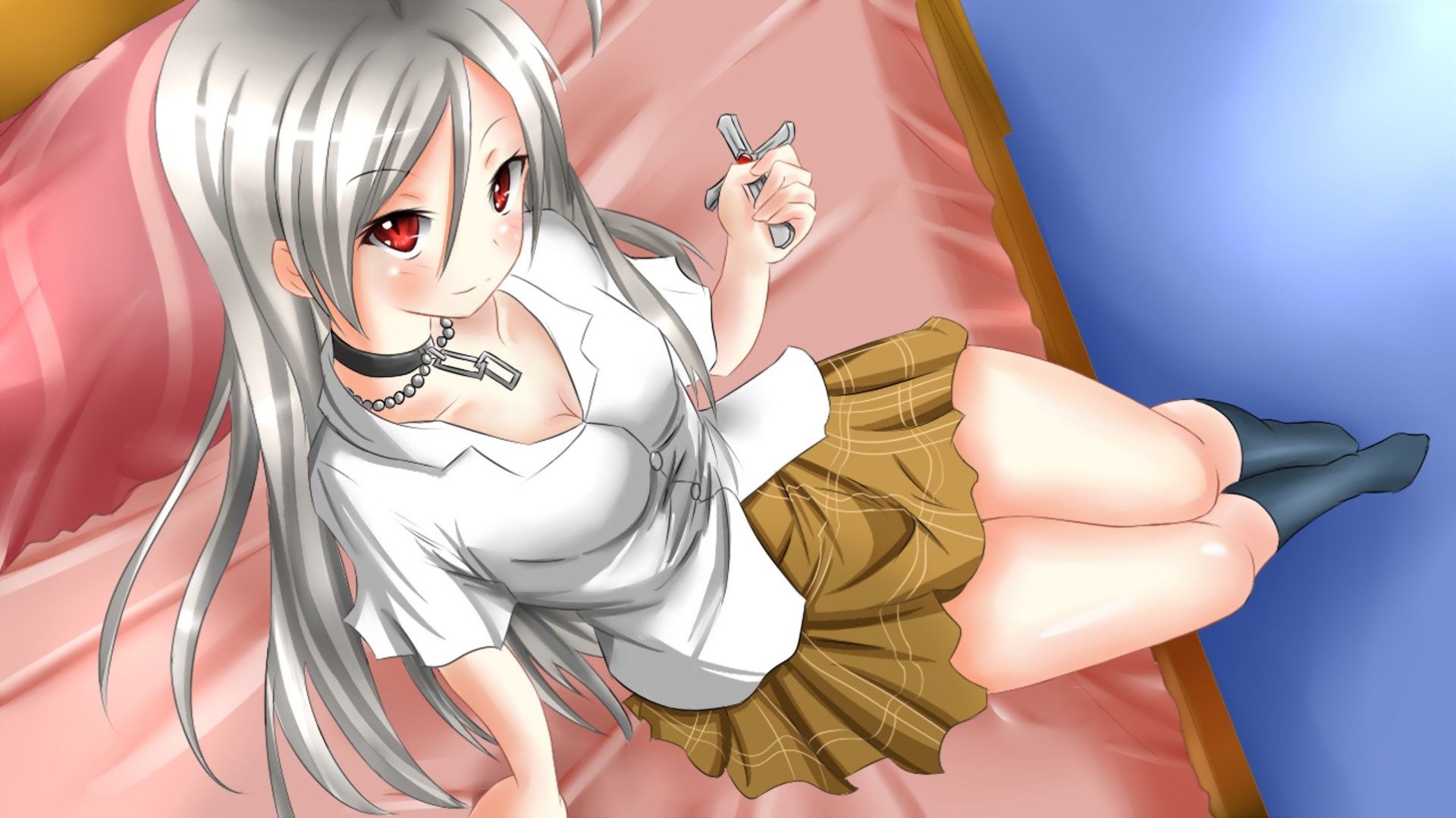 Wallpaper White hair, Moka Akashiya, Rosario + Vampire, anime girl
