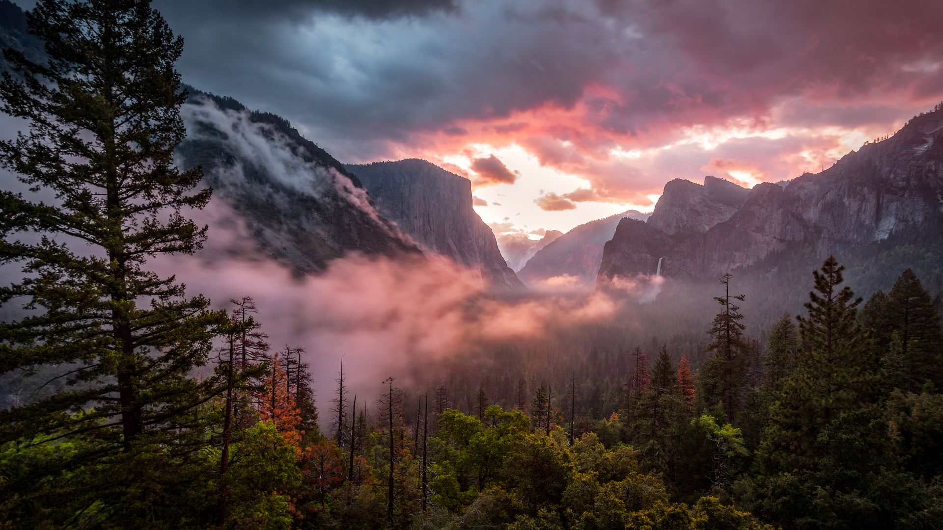 Wallpaper Misty yosemite valley, nature, mountains, national park