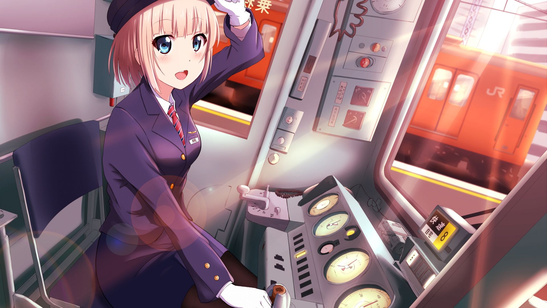 Wallpaper Train pilot, anime girl, original