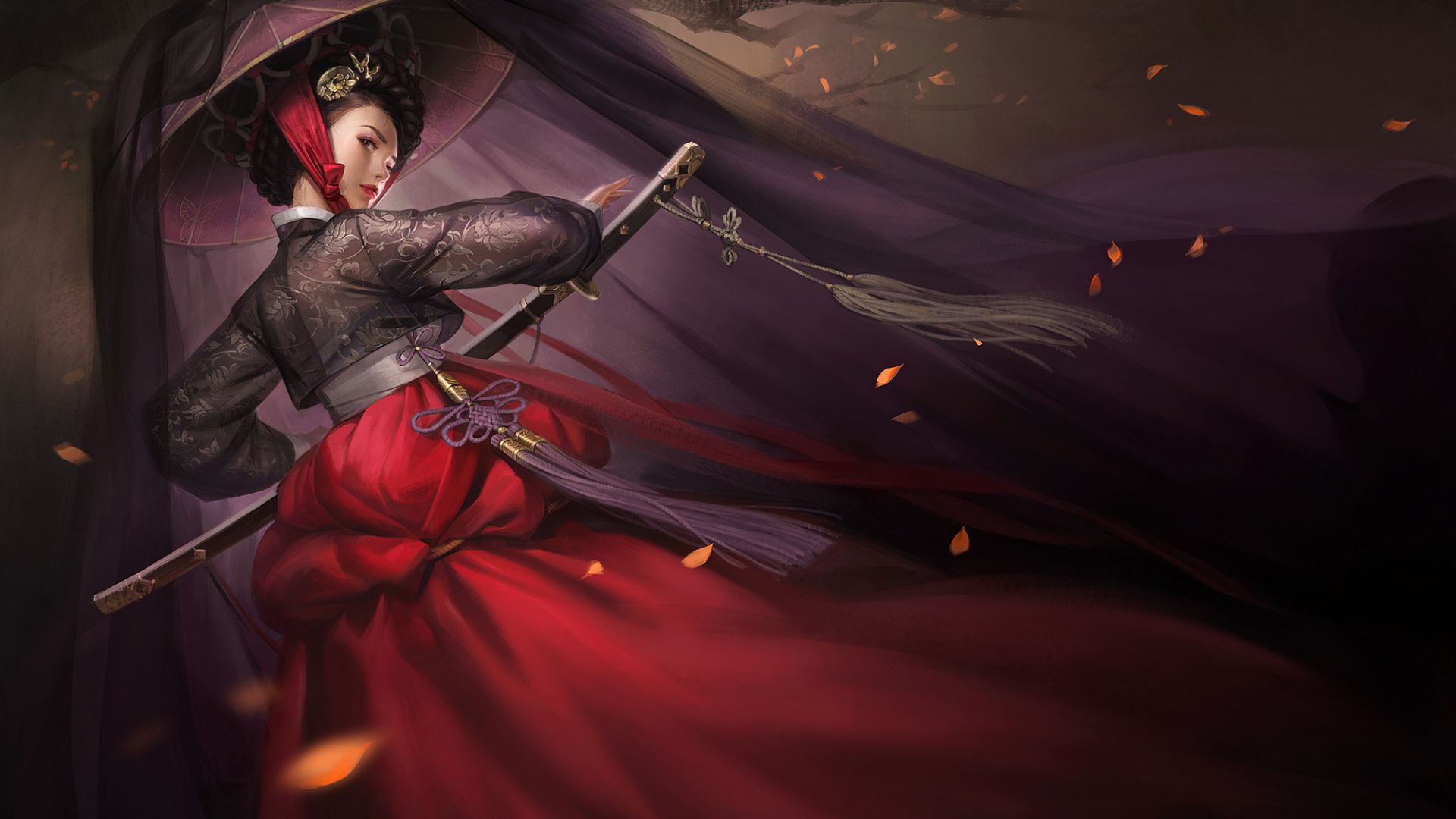 Wallpaper Woman warrior, fantasy, traditional, art