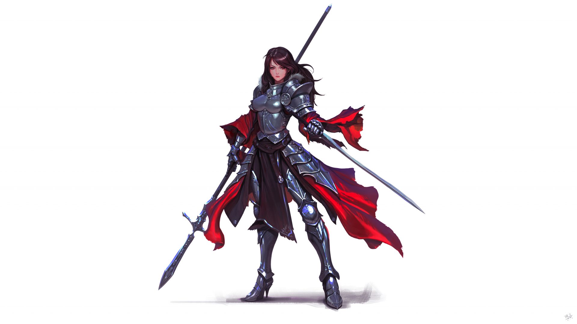 Desktop Wallpaper Girl Warrior, Anime, Swords, Original, Hd Image, Picture,  Background, 0d8a58