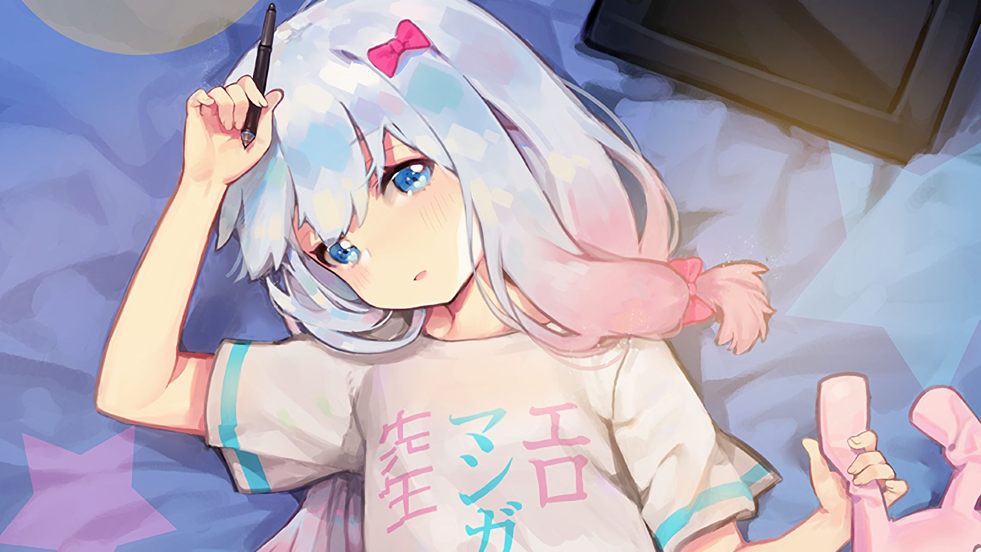 Wallpaper Lying down, Eromanga-sensei, izumi, anime girl
