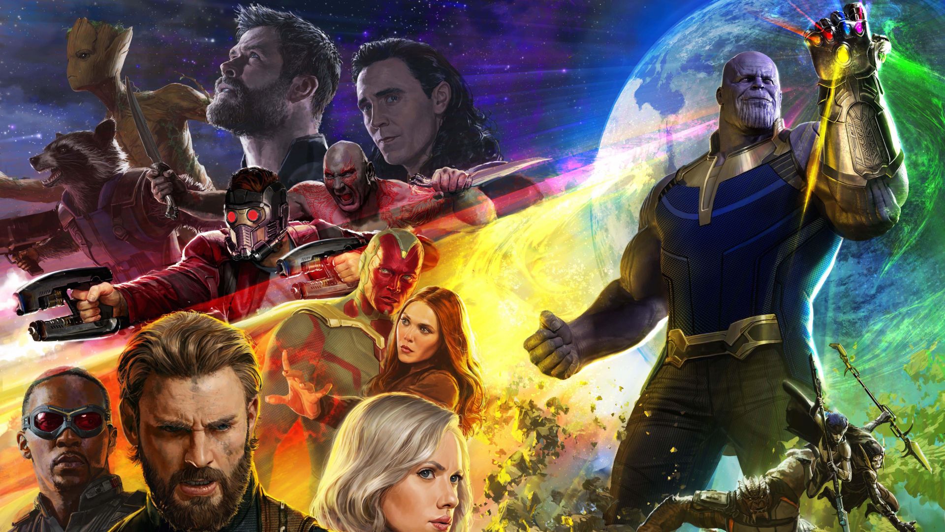 Wallpaper Avengers: infinity war, Captain America, thor, groot, thanos, 2018 movie, 5k