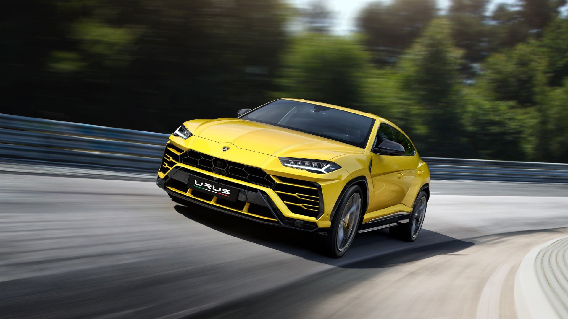 Wallpaper Lamborghini urus, sports car, yellow, on road, 4k