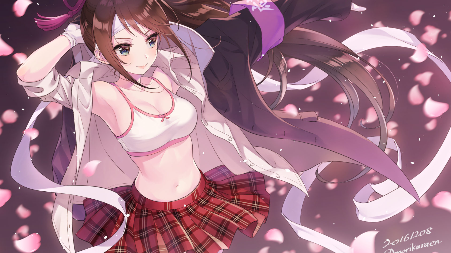 Wallpaper Long hair anime girl wearing clothes