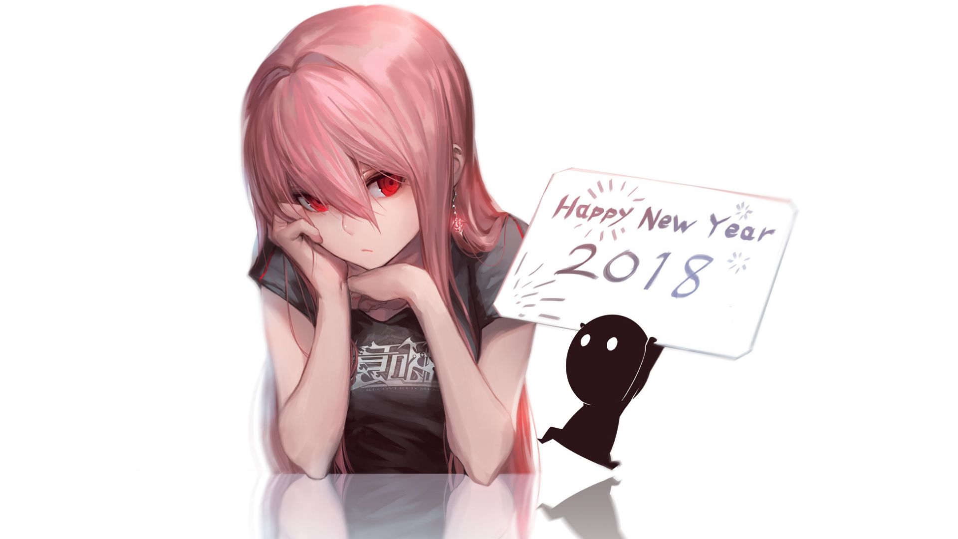 Desktop Wallpaper Red Eyes, Anime Girl, Sad, Happy New Year, 2018, Hd  Image, Picture, Background, 0f032b