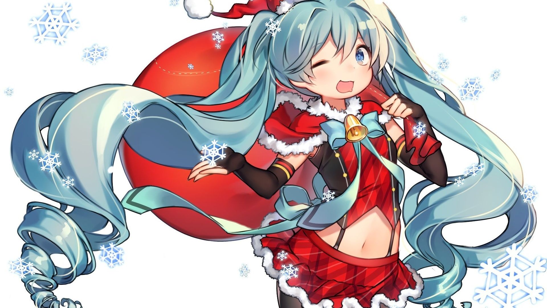 Wallpaper Anime girl. christmas, santa, hatsune miku