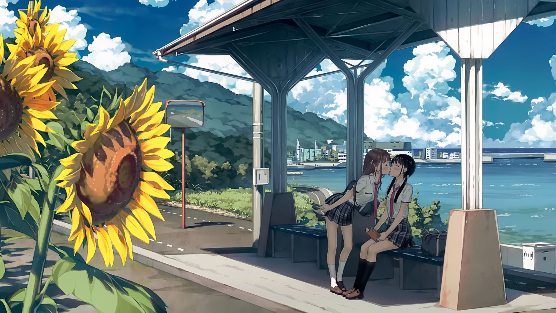 Desktop Wallpaper  Anime  Girls Kiss  Friends Original 4k  