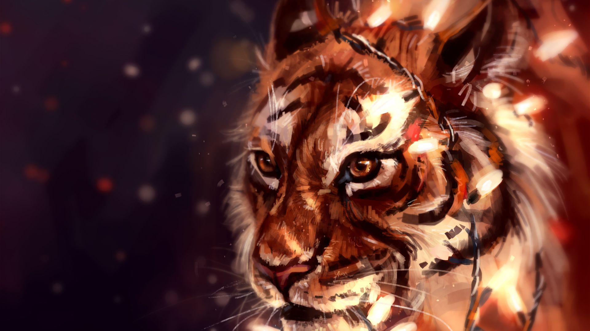 Wallpaper Tiger, big wild cat, muzzle, art
