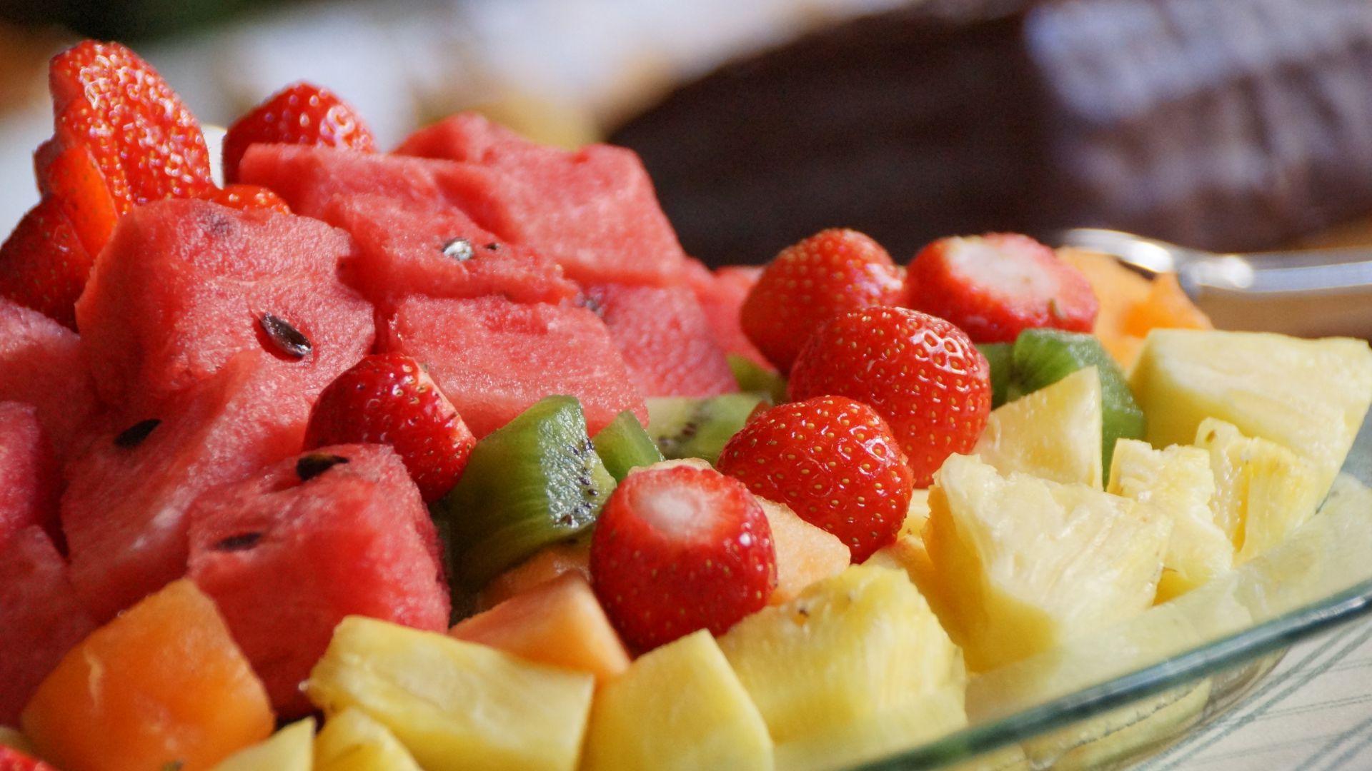 Wallpaper Fruit salad of watermelon, kiwi, strawberry, pineapple