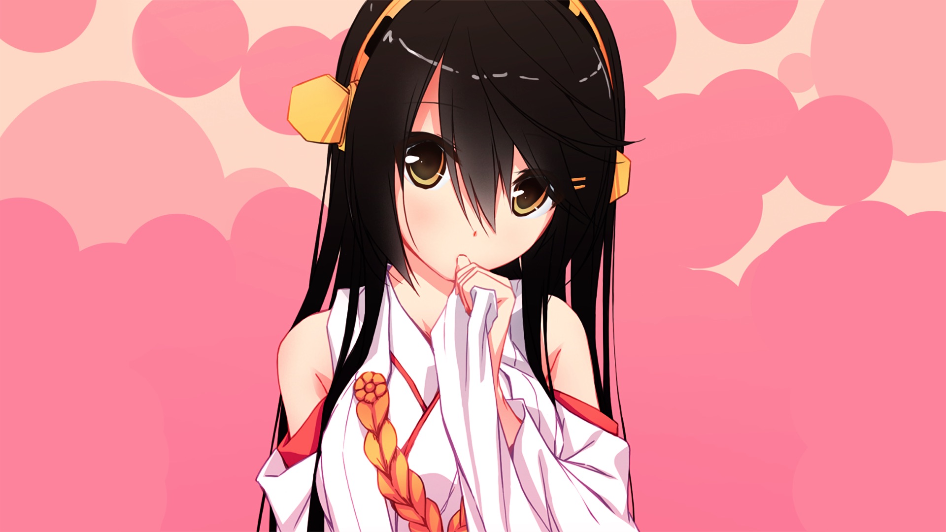 Wallpaper Haruna, kancolle, long hair anime girl