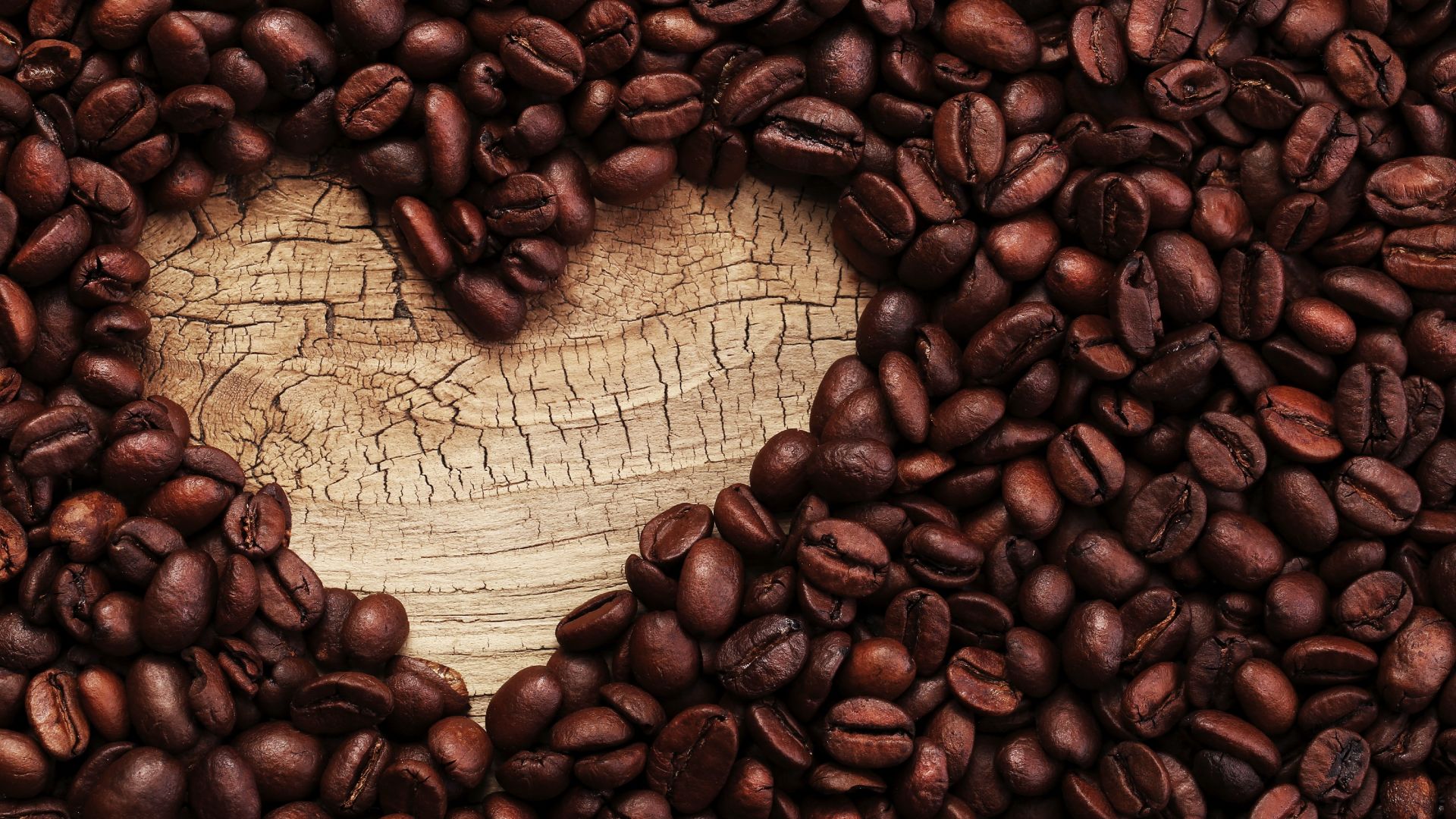 Wallpaper Heart shape, coffee beans, seeds